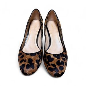 Cole Haan Leopard Print Calf Hair Pumps Women’s 8B Block Heel Real Fur Brazil